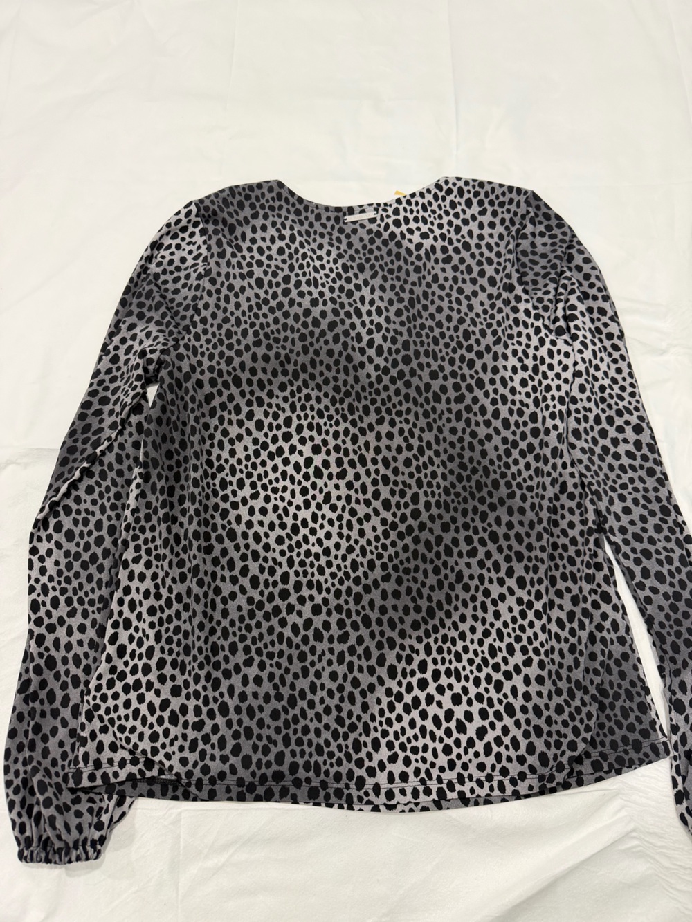Michael Kors Black and Gray Animal Print Long-Sleeve Blouse - Picture 3 of 6
